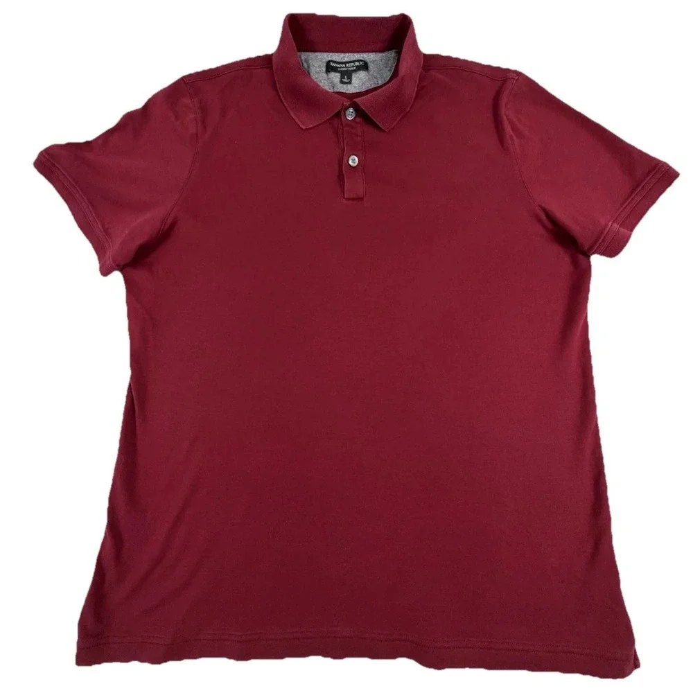 Banana Republic Luxury Touch Polo Shirt Men's Size Large Short Sleeve Casual Red